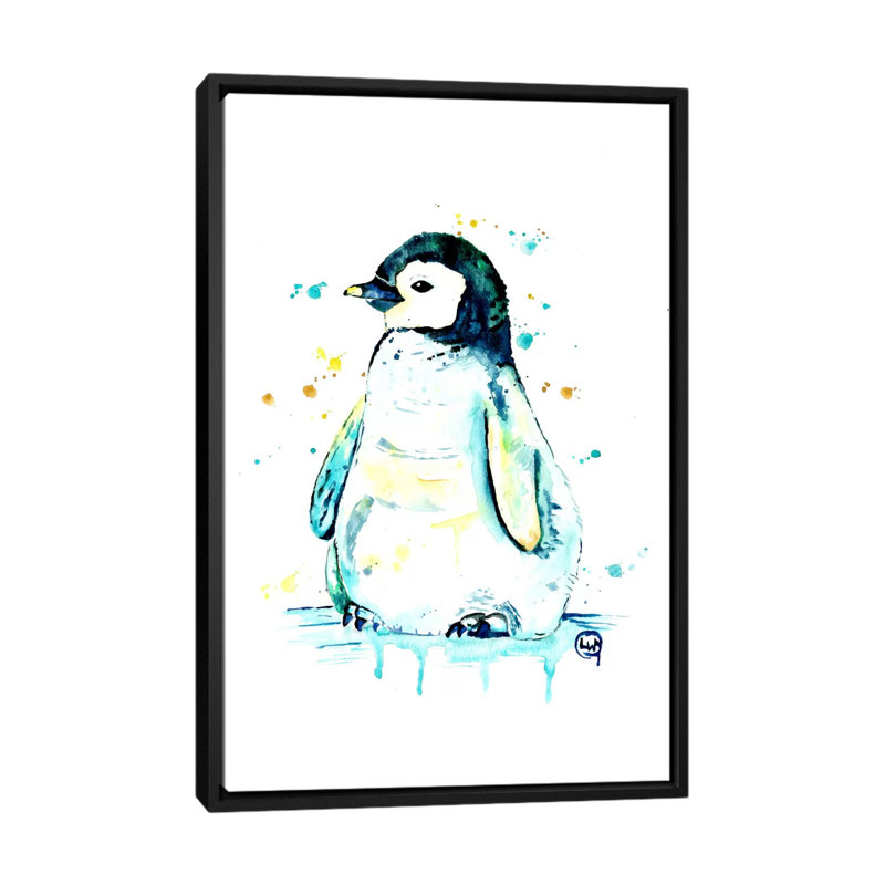 « waddle », impression sur toile tendue, H 26 po x l 18 po x P 1,5 po, Toile avec cadre noir, Pas de tapis