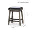 Tabouret de comptoir 24 po, finition blanc antique, siège en cuir noir