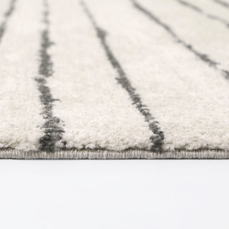 Carreno Cream/Grey Abstract Stripe Area Rug, Rectangle 5'3" x 7'
