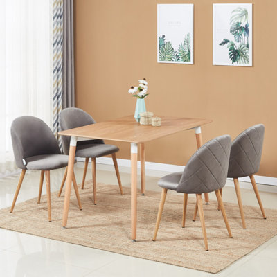Heavener Modern Velvet Dining Chairs - Ergonomic Upholstered Curved Back with Solid Wooden Legs - Side Chair for Kitchen Living Room Dining Room