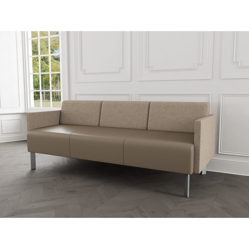 Luxe Lounge Reception Sofa, Silver Steel, Archetype Silt/Modena Farro