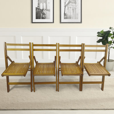 Chaises en bois massif - pliable de 4 pour tous les espaces Chaise pliante solide et de couleur miel