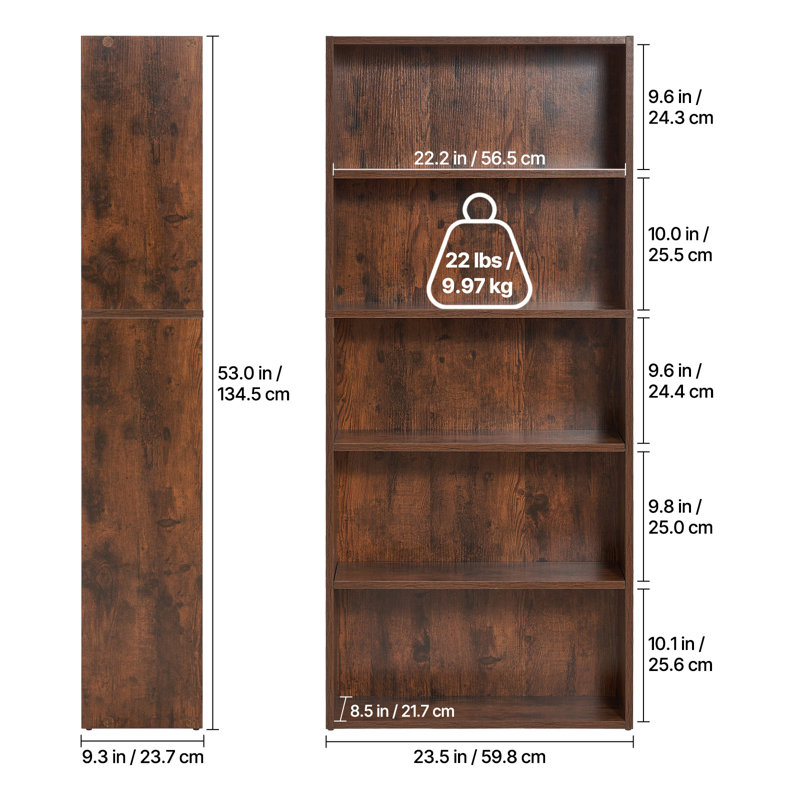 134.6cm H x 59.7cm W Standard Bookcase