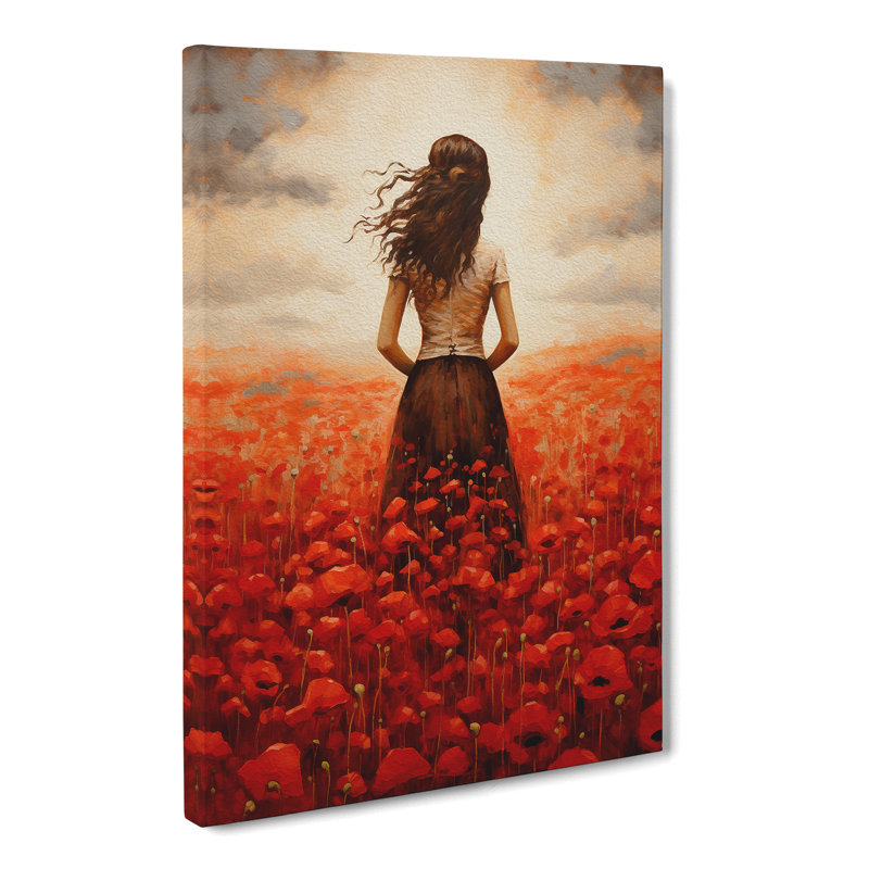 Poppy Field Contemporary - Wrapped Canvas, 50cm H x 35cm W x 3cm D