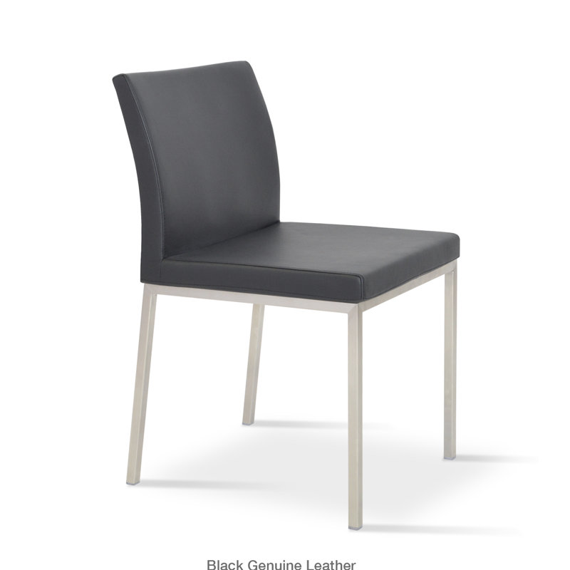 Chaise d'appoint en métal Aria, Similicuir noir, Chrome