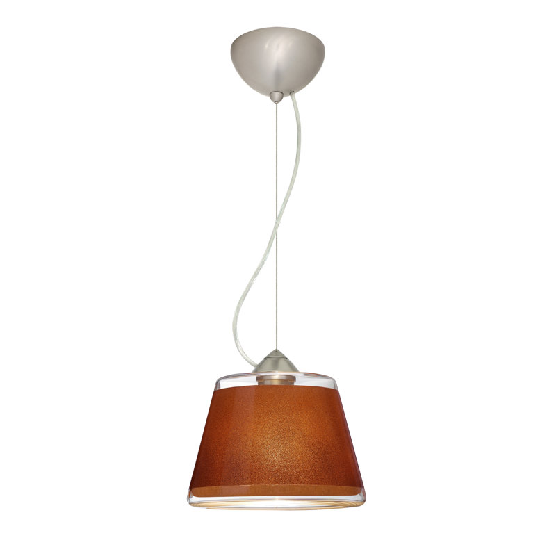 Luminaire suspendu conique à 1 lumière Delaune, Rouge, Nickel satiné, DEL