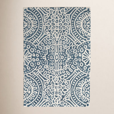 Temple Ink Hand-Hooked Oriental Wool Rug