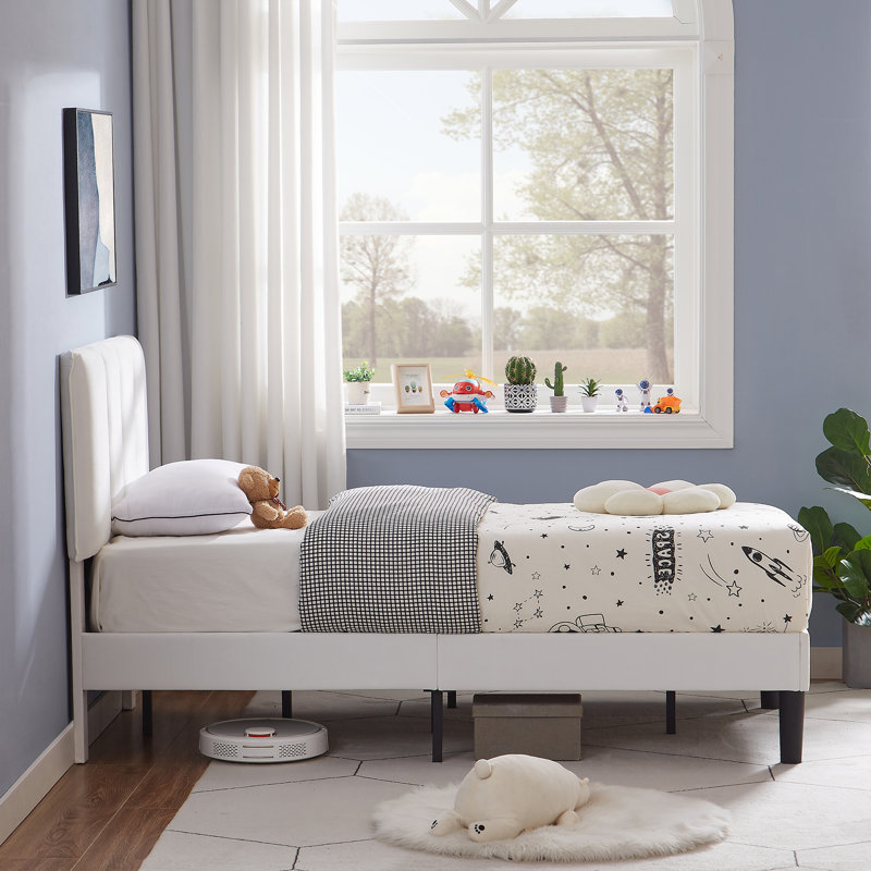 Auxter Upholstered Platform Bed Frame with Vertical Channel Tufted Adjustable Headboard, Velvet Fabric Mattress Foundation with Strong Wooden Slats, Heavy Duty, No Box Spring Needed, Noise-Free
