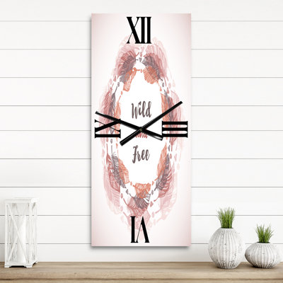 Feather Wreath in Boho Style - Bohemian & Eclectic Wall Clock