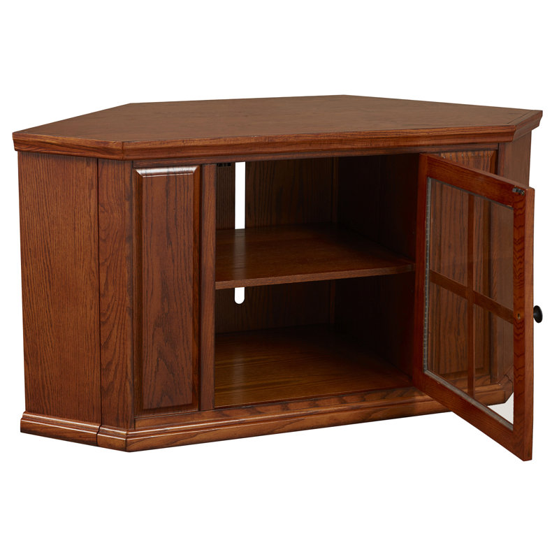 Tucci Solid Wood Corner TV Stand for TVs up to 50", Burnished Oak