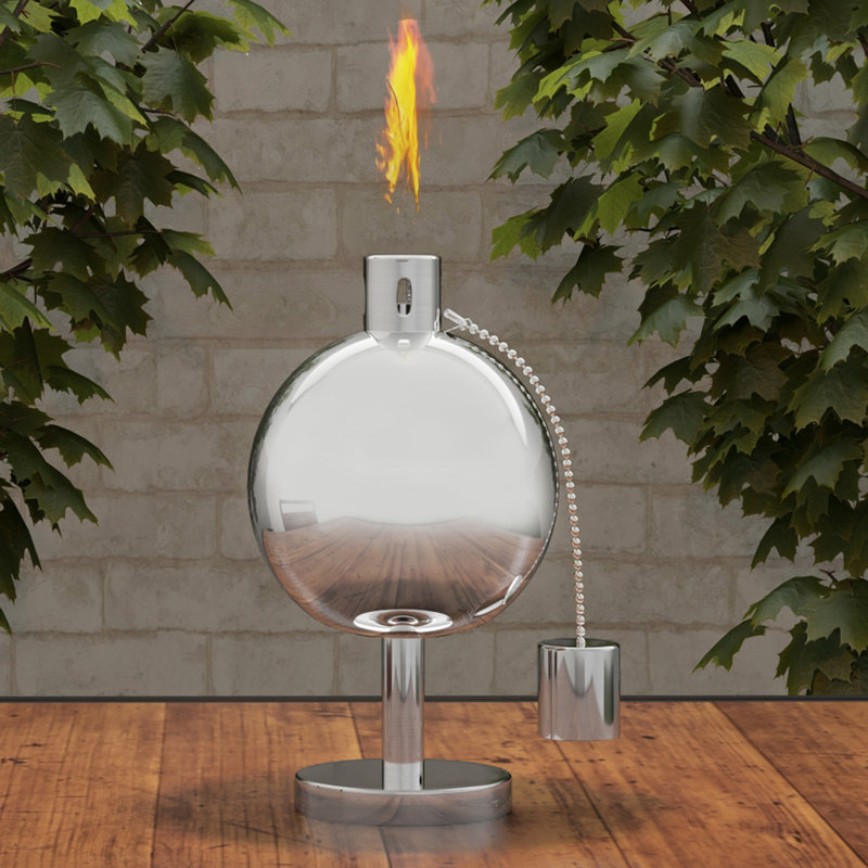 Tabletop Torch Lamp- 10” Stainless Steel Outdoor Fuel Canister Flame Light for Citronella with Fiberglass Wick for Backyard, Patio by Pure Garden Tabletop Torch Lamp- 10” Stainless Steel Outdoor Fuel Canister Flame Light for Citronella with Fiberglass Wick for Backyard, Patio by Pure Garden