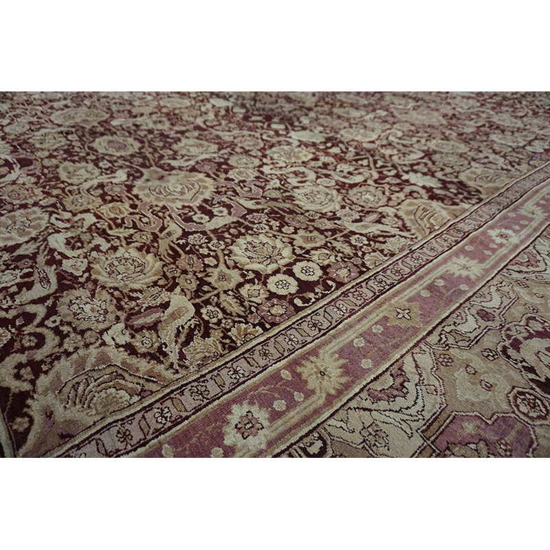 Large Classic Burgundy Background Antique Mid 19th Century Indian Agra Carpet