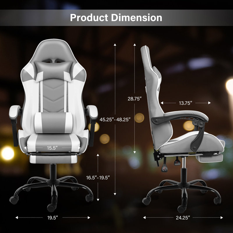 Fauteuil inclinable ergonomique inclinable, Gris / blanc