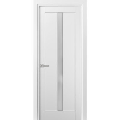 Porte de cuisine pré-montée Pantry Kitchen Lite avec quincaillerie Quadro 4112 Blanc Soie avec verre opaque dépoli, panneau unique, cadre et finitions, portes robustes pour salle de bain et chambre à coucher - 45,7 cm x 243,8 cm