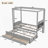 Twin Princess Canopy Bed With Upholstered Headboard, Trundle, And Storage Drawers For Kids, Gray-676742679-676742678