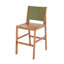 Tabourets de bar d'extérieur en bois d'acacia (ensemble de 2), chaises à hauteur de bar en teck avec coussin crème et dossier en osier vert, tabourets à hauteur de comptoir pour patio, bord de piscine, îlot de cuisine