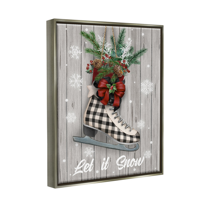 Let It Snow Ice Skate, impression sur bois par Conrad Knutsen, Cadre flottant gris lustré, H 20 po x l 16 po