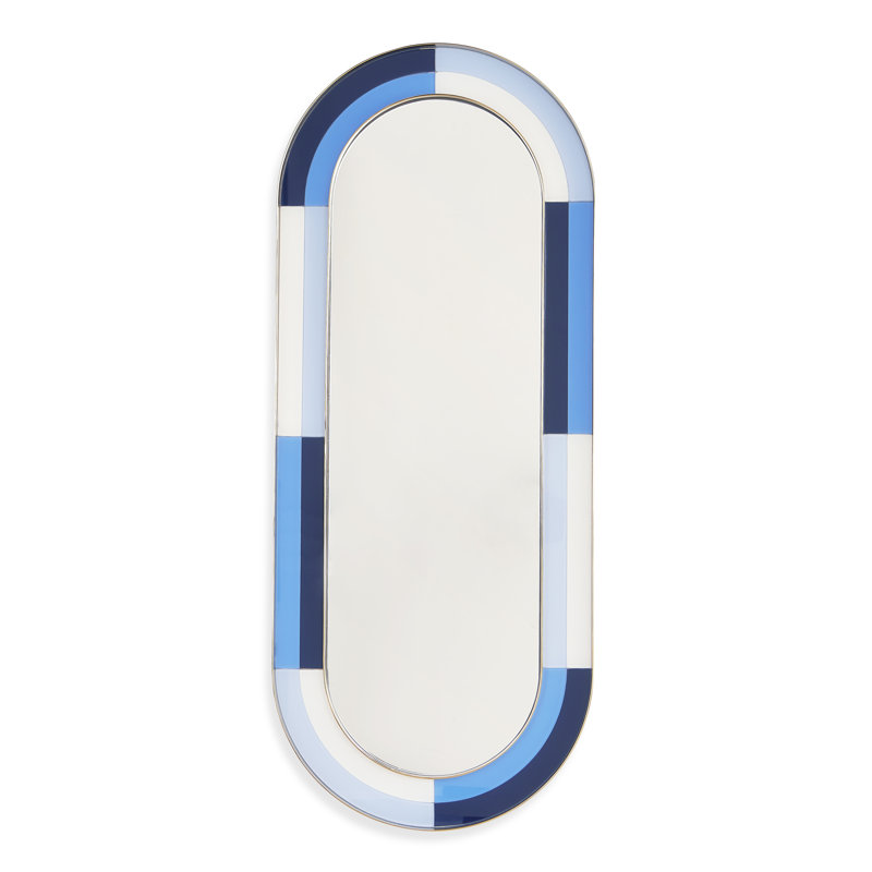Harlequin Capsule Mirror, Back Painted Glass/Multi Blue