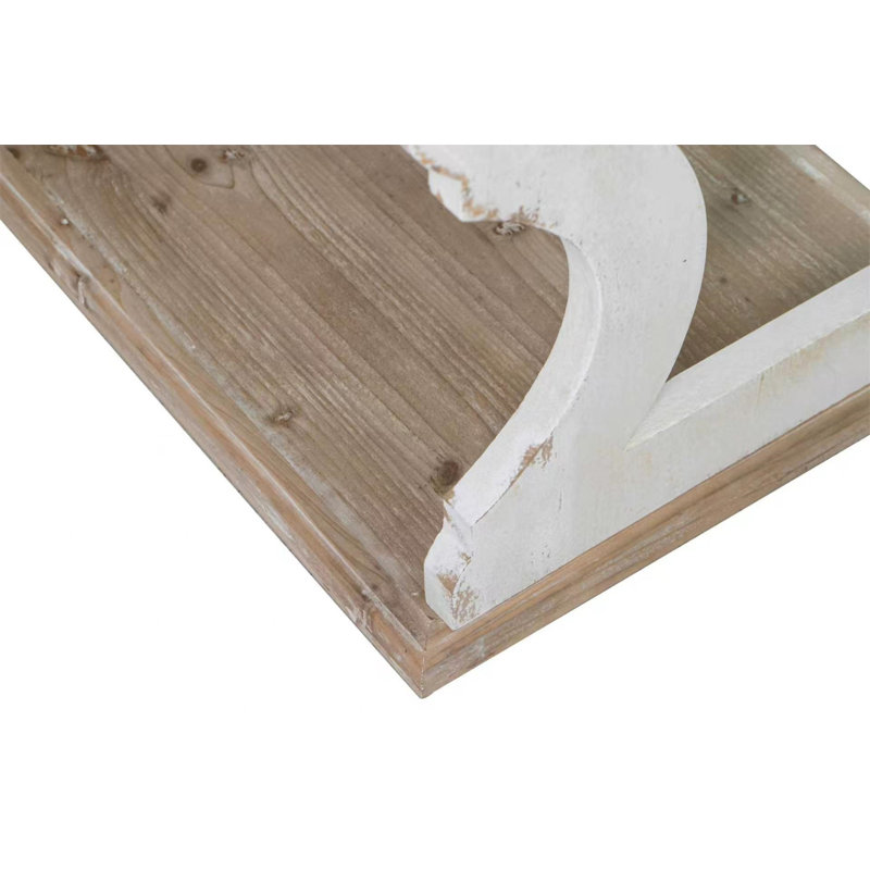 Console 64,2 x 16,5 x 33,5 po à trois niveaux en bois avec motifs découpés