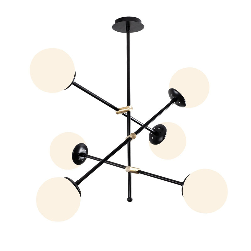 Fain 6 - Light Black Sphere Pendant, White