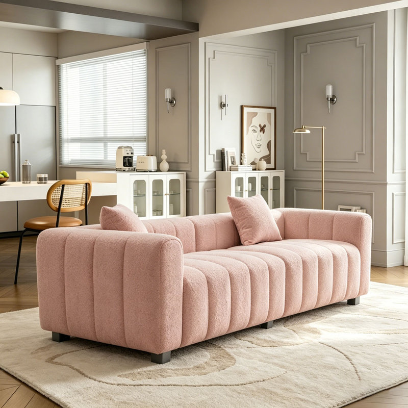 Canapé en velours de première qualité 83,46 po, Rose