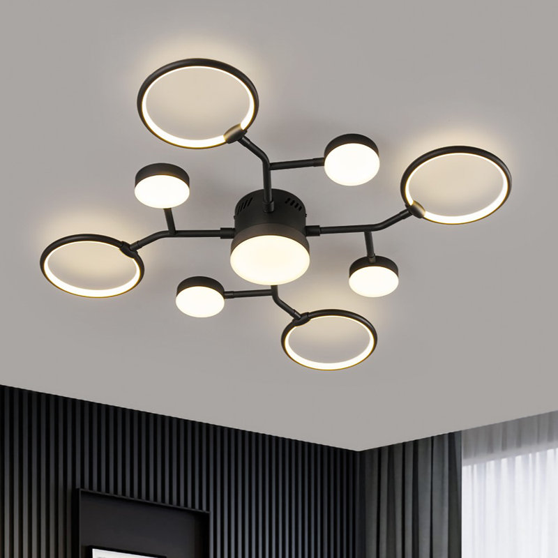 Lynetta Modern Chandeliers Light Fixture, Modern Industrial Farmhouse Led 4000k Lighting, Rustic Sputnik Chandelier Ceiling Lamp For Kitchen Bedroom Living Room Hallway