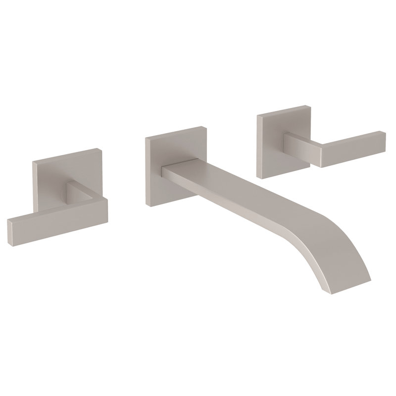 Wave™ Double Handle Wall Mounted Tub Filler, Satin Nickel