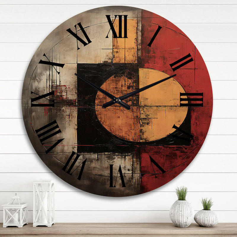 Horloge murale en bois belge avec abstrait géométrique VI - Modern Geometric, Très grand