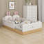 Joli lit au sol avec lattes de soutien, lit plateforme tapissier simple avec coussins et sacs de rangement-1522806732