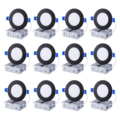 Dimmable Recessed Ceiling Light with 5-CCT Selectable, 9W/12W, 1200LM, 120V, ETL Listed, for 6" / 6.3" Ceiling Openings (Black/White Finish)