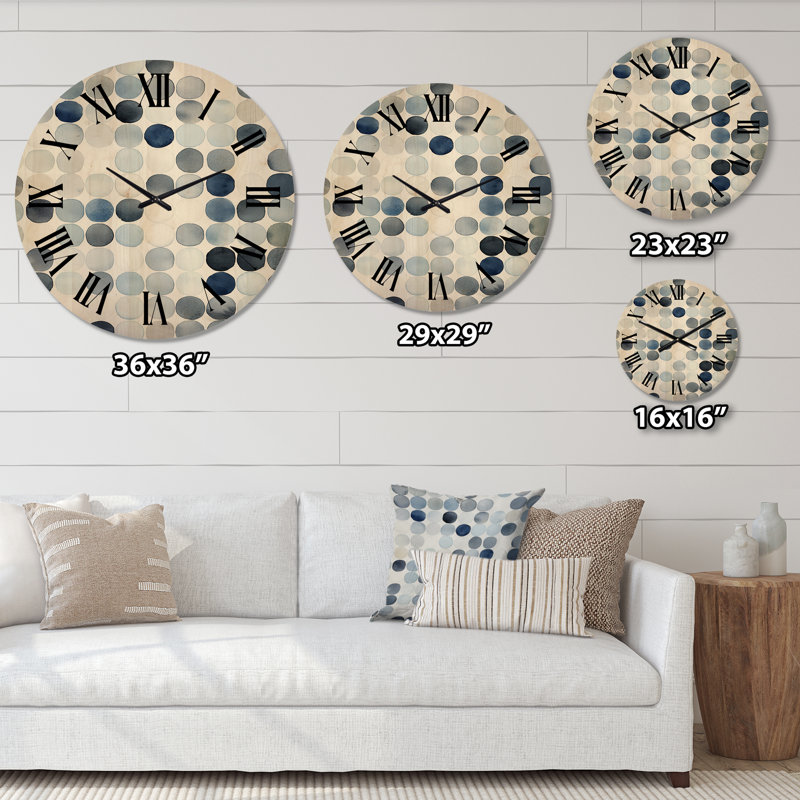 Horloge murale en bois massif Trishanna, Grand