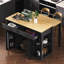 Îlot de cuisine de 47 po avec table de salle à manger extensible, table de cuisine en placage de bois d'hévéa avec support de rangement interne, prise de courant, îlot de cuisine avec rangement 2 tiroirs et 2 armoires, noir-1686121212