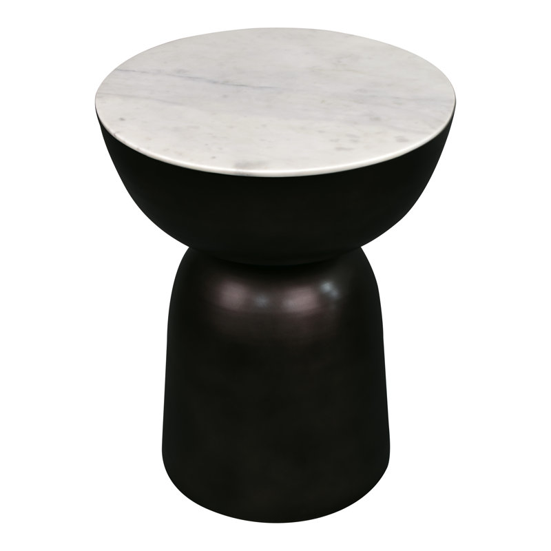 Atarah 20" Contemporary Natural Marble/Metal Handmade Hourglass End Table
