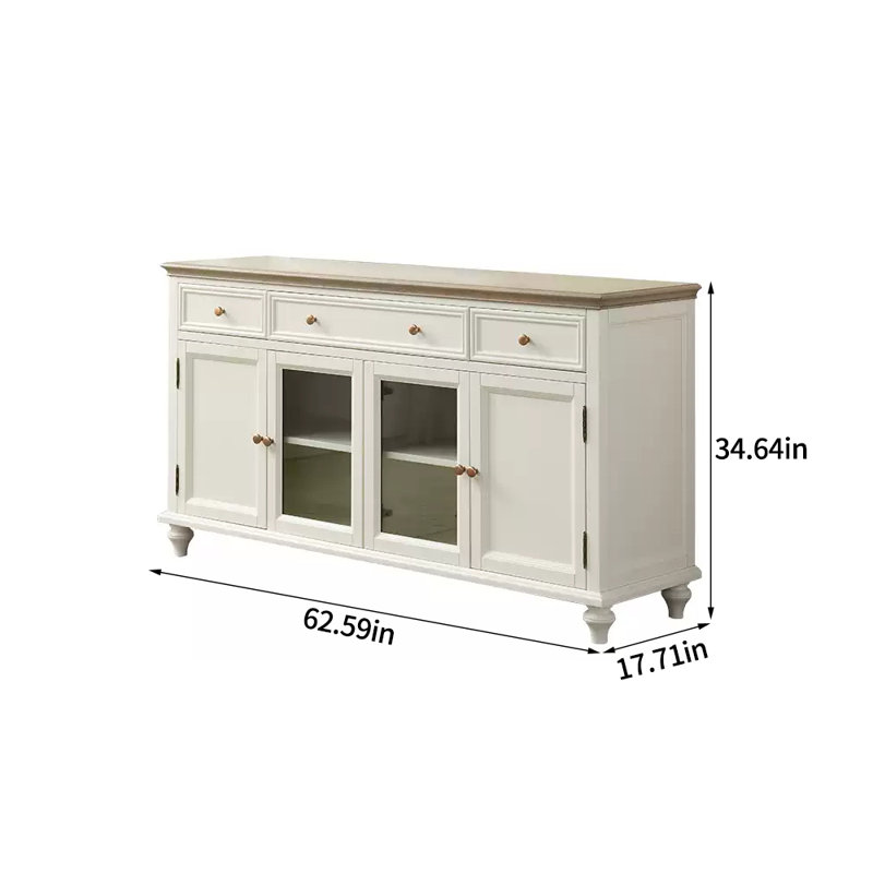 Modern Simple Four-door White Solid Wood Sideboard