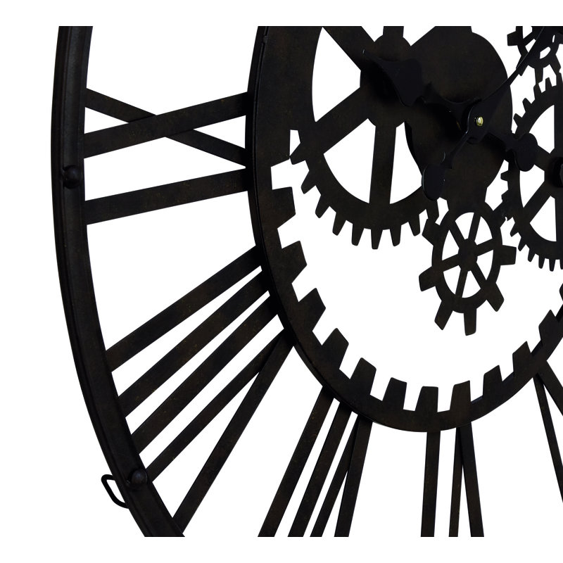 Horloge murale décorative en métal noir, Noir