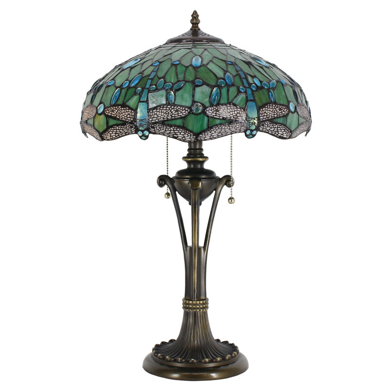 Lampe de table Tiffany en verre coloré vert