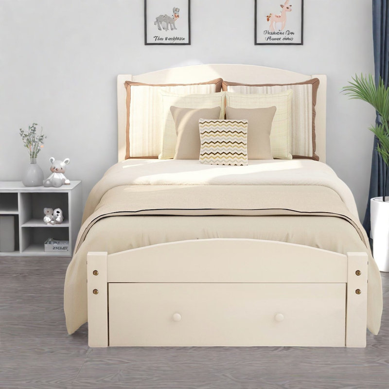 Lits simples en bois compacts avec tiroirs de rangement, style moderne