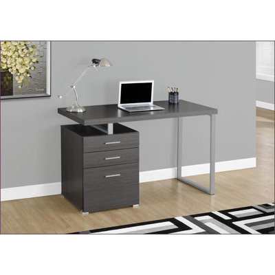 Bureaux, bureau d'ordinateur moderne de L 48 po avec configuration réversible gauche / droite et amp; Tiroirs de rangement, stratifié gris Métal | Gris | Panneau de particules