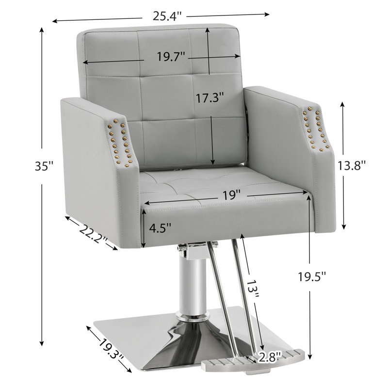 Fauteuil de coiffeuse à pompe hydraulique pour coiffeur, coiffeuse avec garniture cloutée, Gris