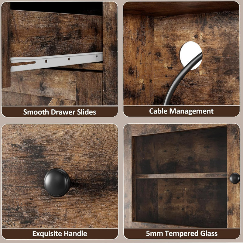 Armoire de rangement pour garde-manger de 63 po avec tiroirs, huche de cuisine et support pour micro-ondes 63 po, Brun