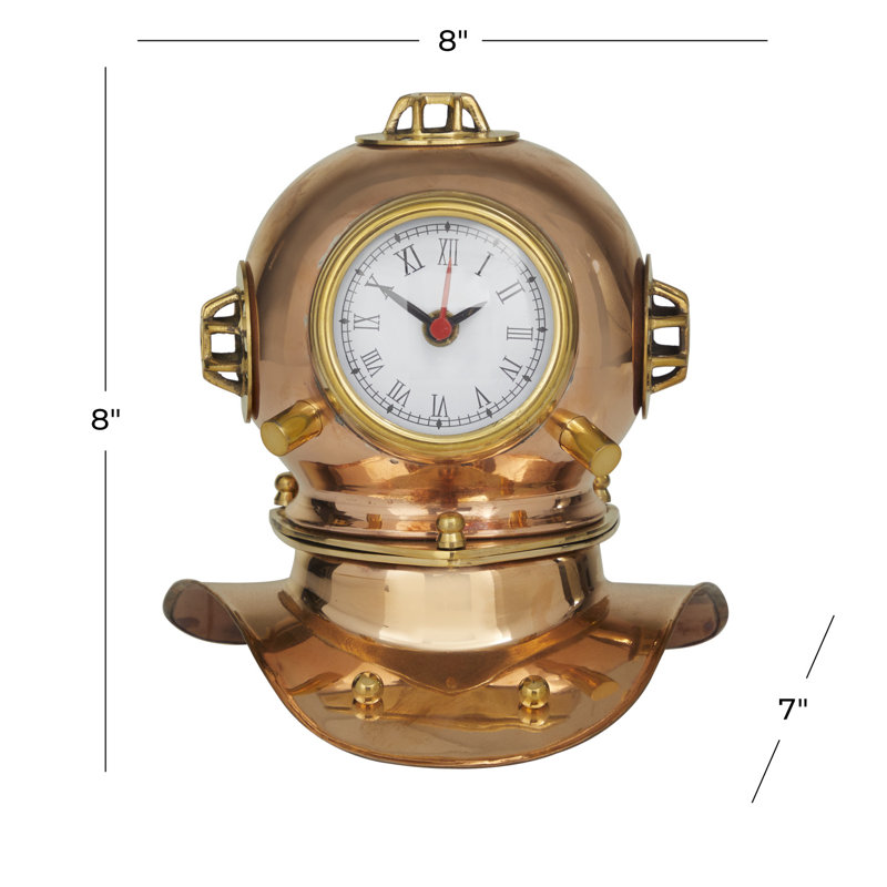 Horloge nautique en laiton, Argent, H 8,05 po x l 7,75 po x P 7 po