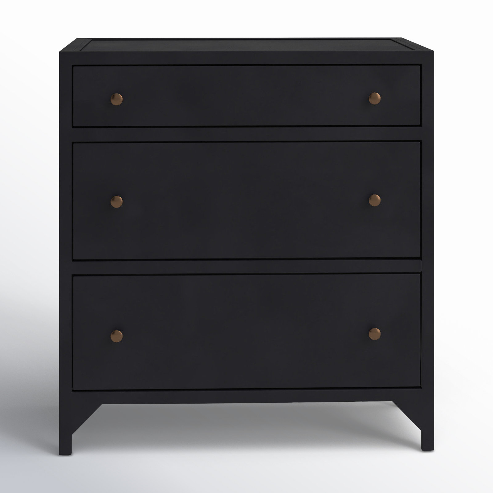 3-Drawer Iron Nightstand, Black