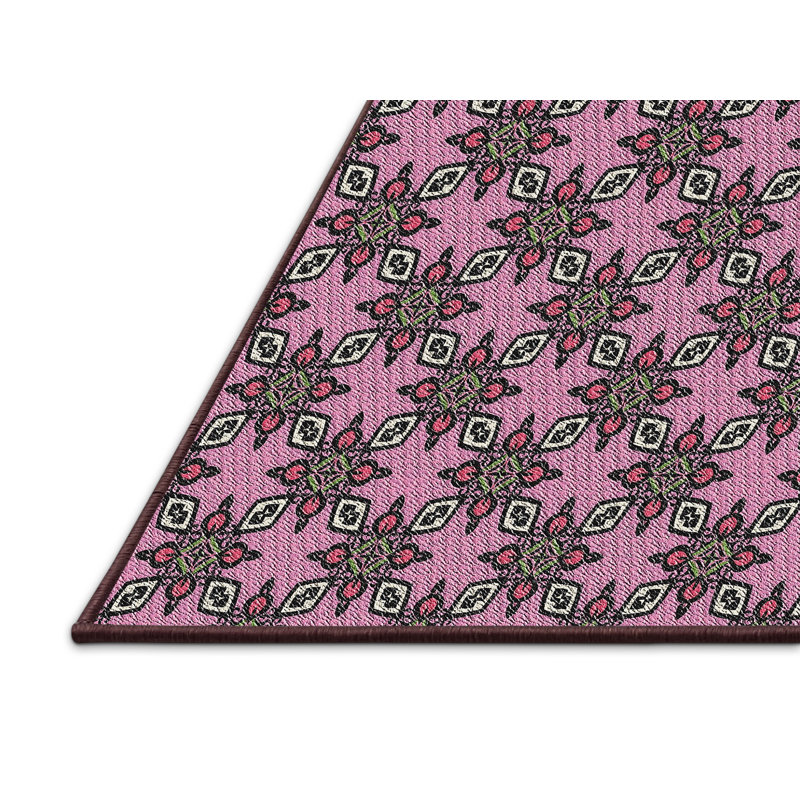 Tapis rose tissé à la machine, Rectangle 2 pi x 3 pi