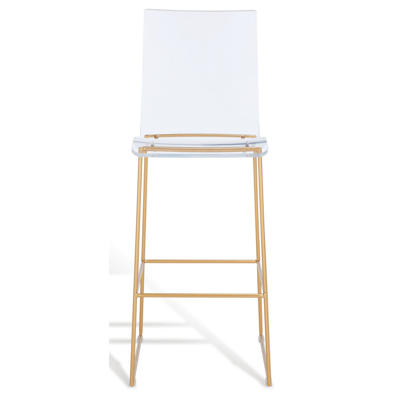 Heichman Counter Stool with Metal Frame, White/Gold