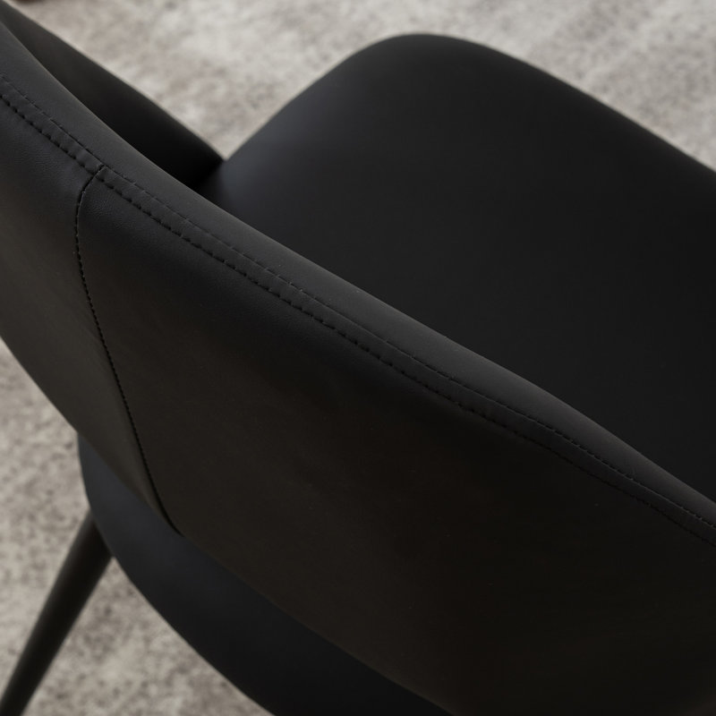 Modern Upholstered Dining Chairs 20" Wide Leather Side Chair with High Back, Polyester Blend Black