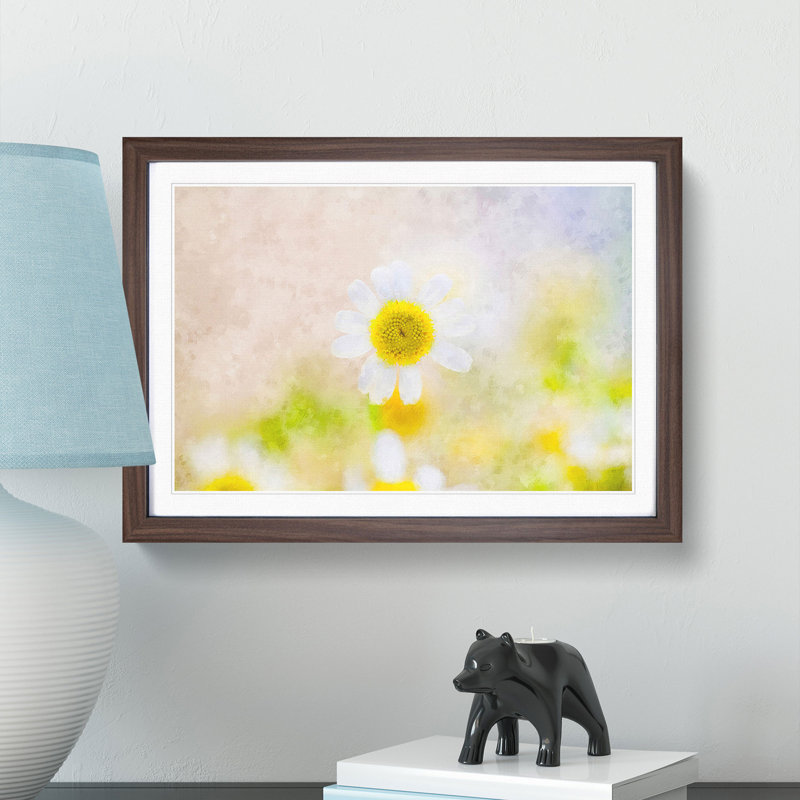 Daisy Flower View - Picture Frame Painting Print, Walnut Framed, 62cm H x 87cm W x 2cm D