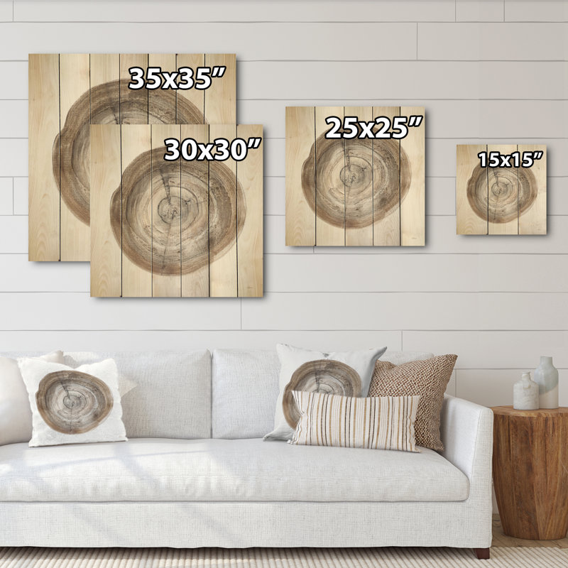 Cercle, éléments naturels I - impression sur bois sans cadre, H 30 po x l 30 po x P 1 po