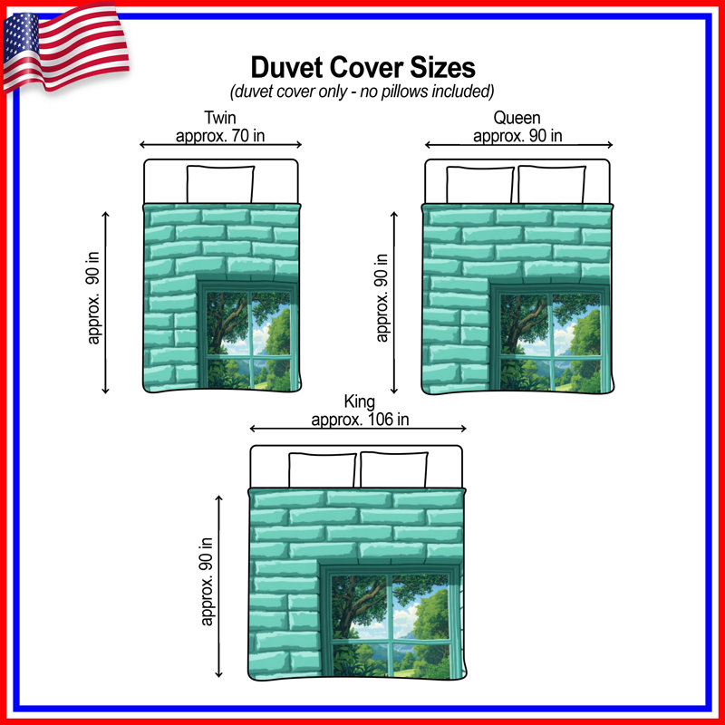 Housses de couette murales en brique turquoise, Twin