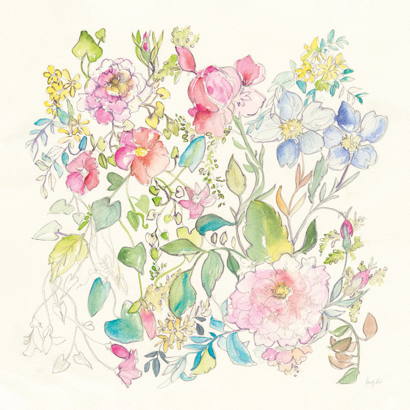 Cottage Blooms by Kristy Rice - Wrapped Canvas Painting, 91cm H x 91cm W x 3.8cm D