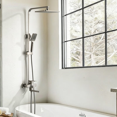 46"H 3-Function Stainless Steel Wall-Mounted Shower System